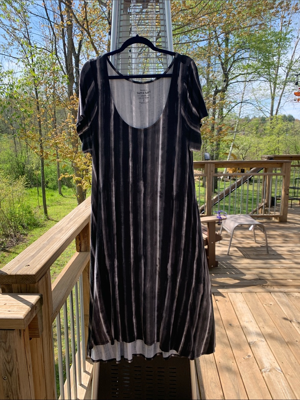 torrid Black and Gray Vertical Stripe Midi Dress